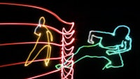 a light painting of a man in a boxing ring